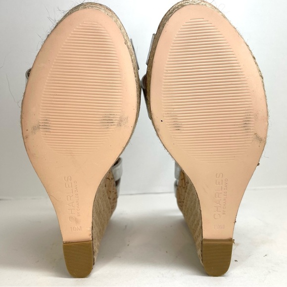 Charles David Metallic Silver Strappy Wedge Sandals Size 10M - Picture 9 of 10
